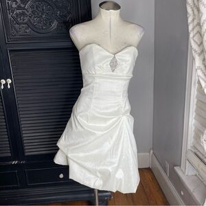 Vintage Y2K 90s Jessica McClintock strapless rhinestone bubble mini dress 5‎